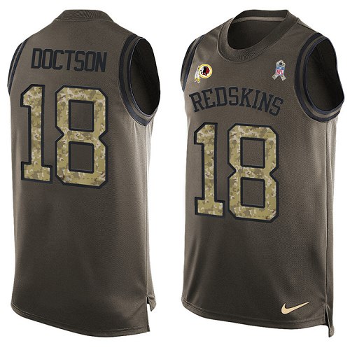 Men's Limited Josh Doctson Nike Jersey Green - #18 Salute to Service Tank Top NFL Washington Redskins